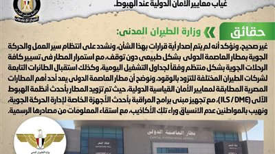 «الحكومة» تنفى إصدار قرار بتجميد حركة الطيران بمطار العاصمة الدولي