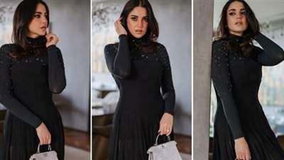 درة تتألق بالأسود في أحدث جلسة تصوير لها