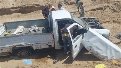 حادث انقلاب سيارة بسبب الطقس السئ يصيب شخصين بكفر الشيخ 