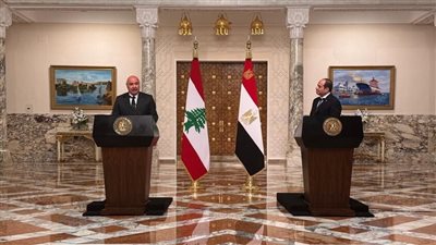 الرئيس اللبناني من القاهرة.. نطالب بإلزام إسرائيل بوقف النار وتنفيذ الاتفاقات الدولية