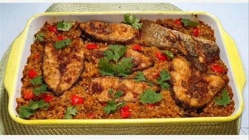 طاجن فريك بالسمك