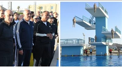 وزير الدفاع يرافقه عدد من الوزراء يتفقدون منظومة الإعداد والتأهيل بالأكاديمية العسكرية